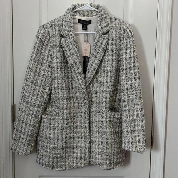 Rachel Zoe Women Gray And Black Blazer Size 10 - Picture 2 of 11